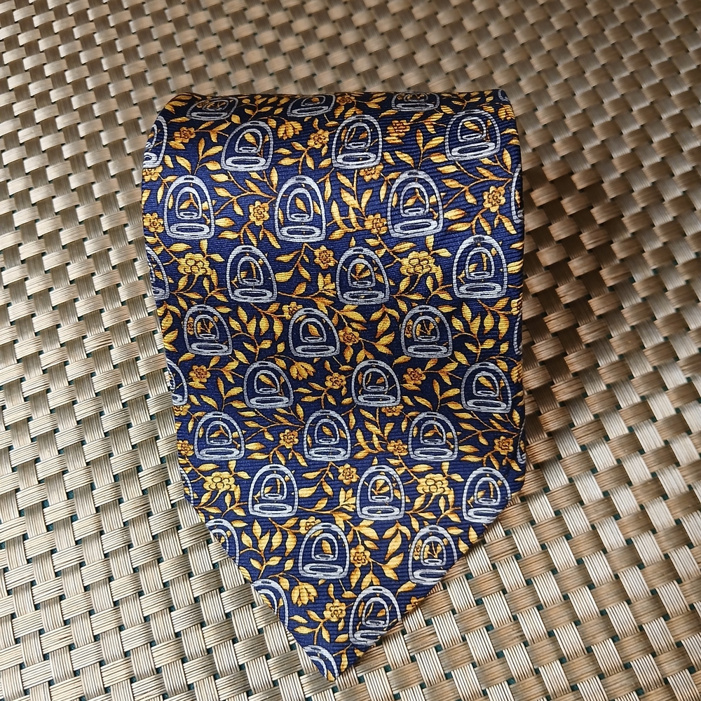 Neiman Marcus Blue and Gold Patterned Tie
